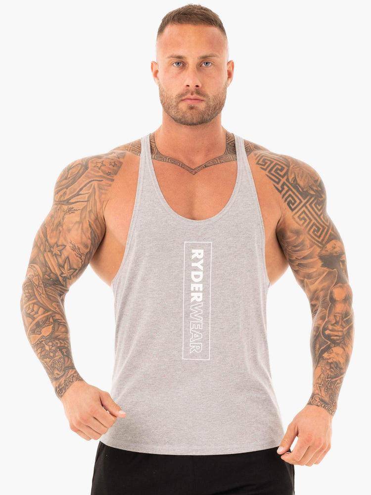 Grey Marl Ryderwear Men Gym Stringers Flex T-Back Stringer Men\'s Gym Stringers | AU1516AP