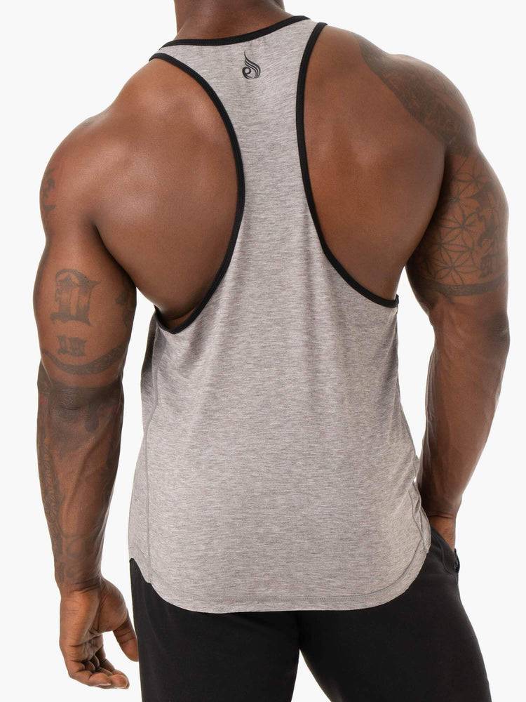 Grey Marl Ryderwear Men Gym Stringers Iron Stringer T-Back Men's Gym Stringers | AU1519FM