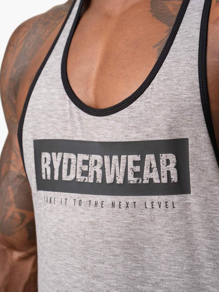 Grey Marl Ryderwear Men Gym Stringers Iron Stringer T-Back Men's Gym Stringers | AU1519FM