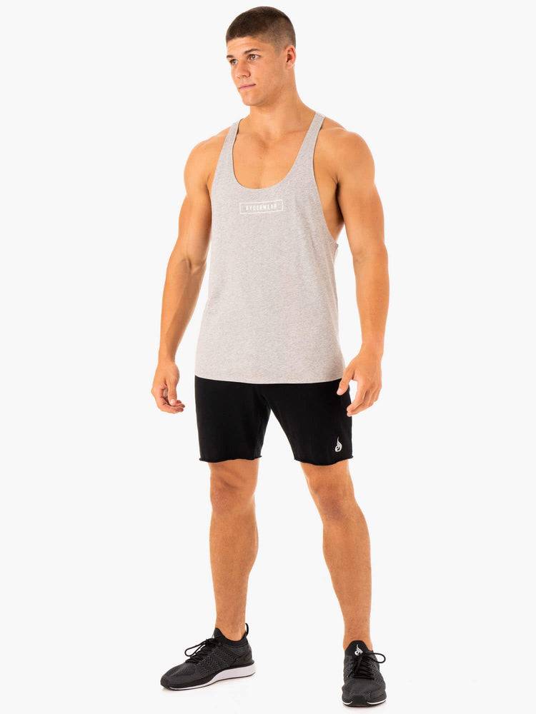 Grey Marl Ryderwear Men Gym Stringers Recharge Stringer T-Back Men's Gym Stringers | AU1539IS