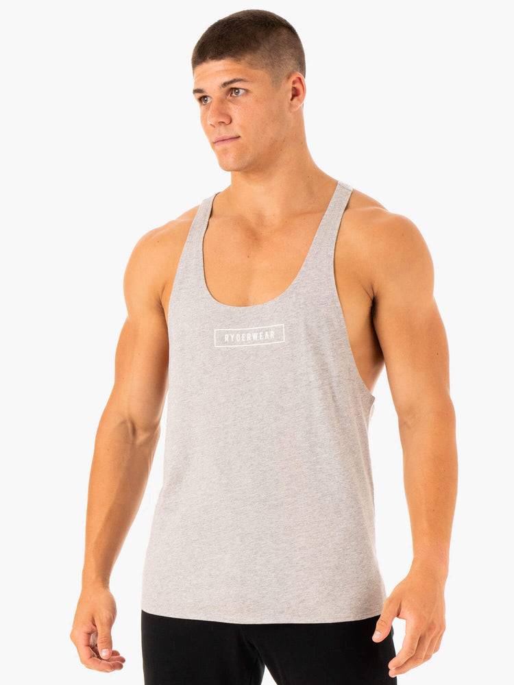 Grey Marl Ryderwear Men Gym Stringers Recharge Stringer T-Back Men\'s Gym Stringers | AU1539IS