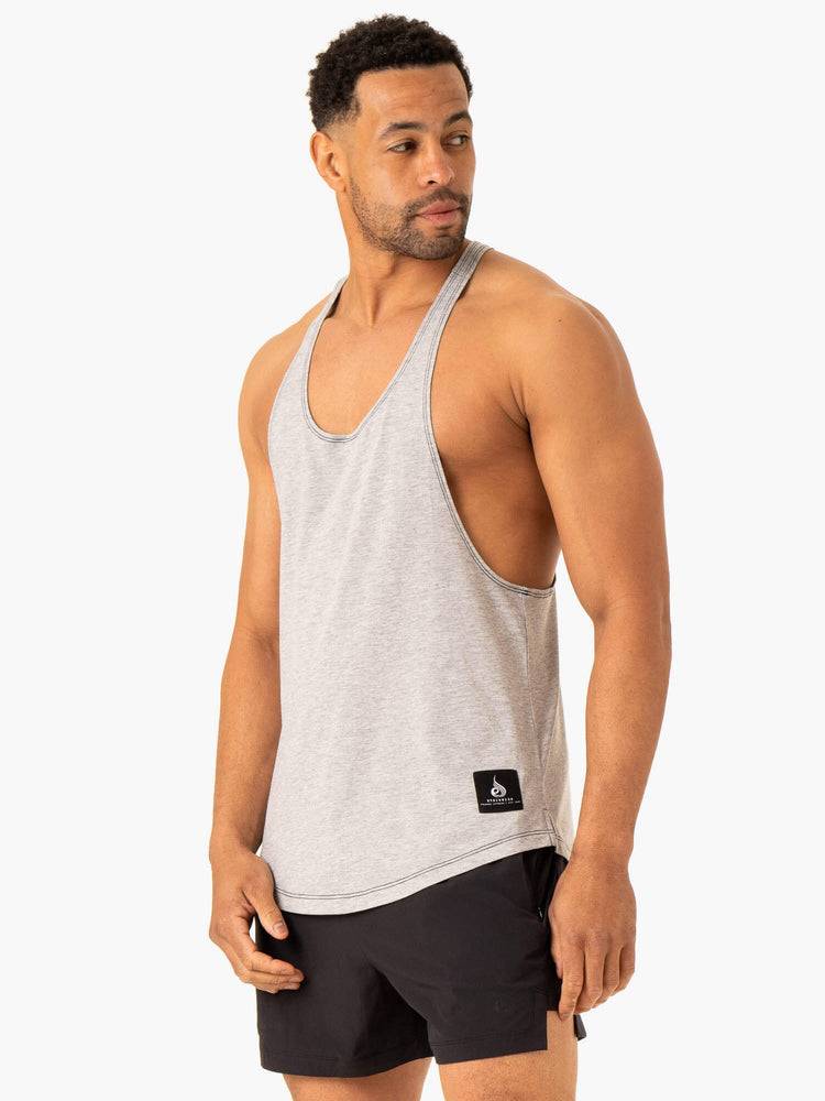 Grey Marl Ryderwear Men Gym Stringers Vital Stringer T-Back Men's Gym Stringers | AU1544DN