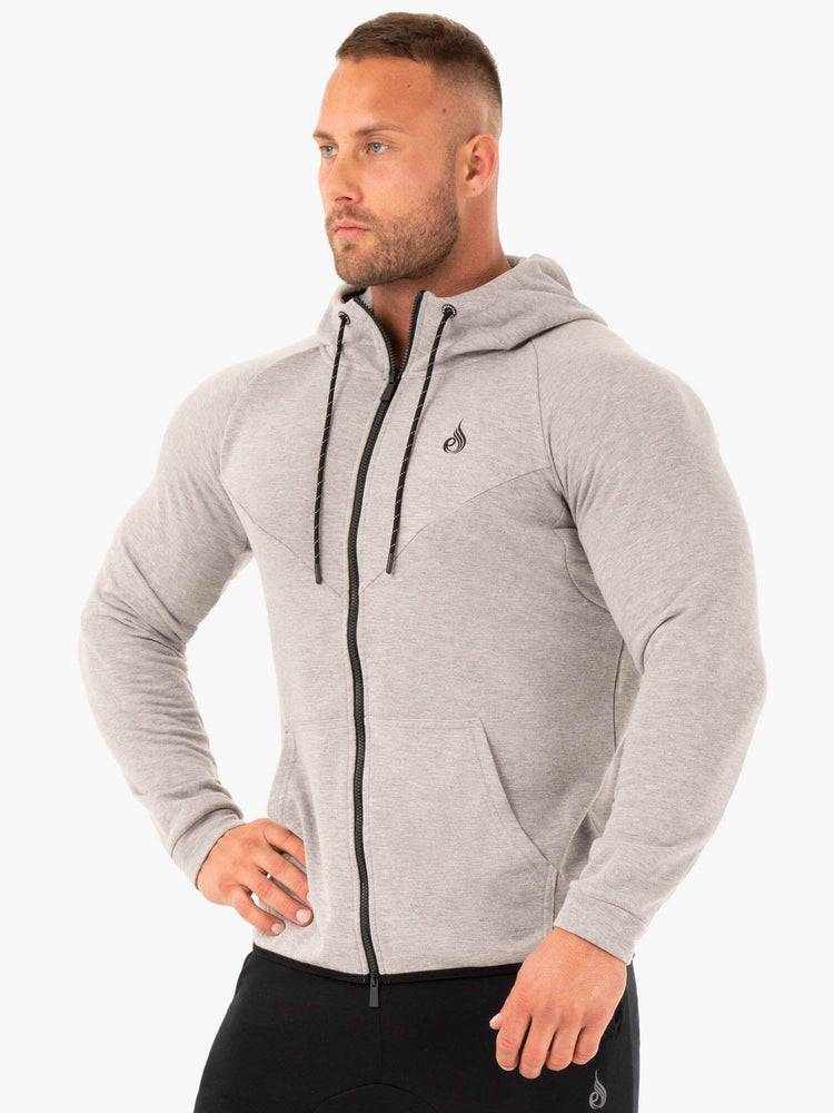 Grey Marl Ryderwear Men Jackets Athletic Zip Up Hoodie Men's Jackets | AU1424VD