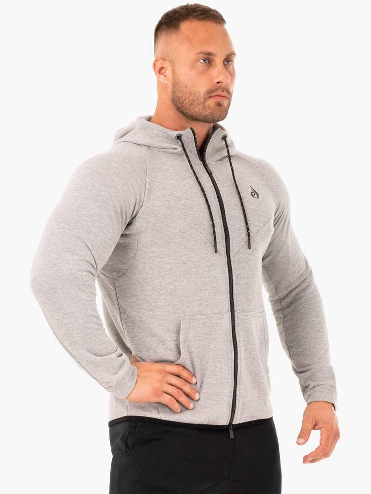 Grey Marl Ryderwear Men Jackets Athletic Zip Up Hoodie Men's Jackets | AU1424VD