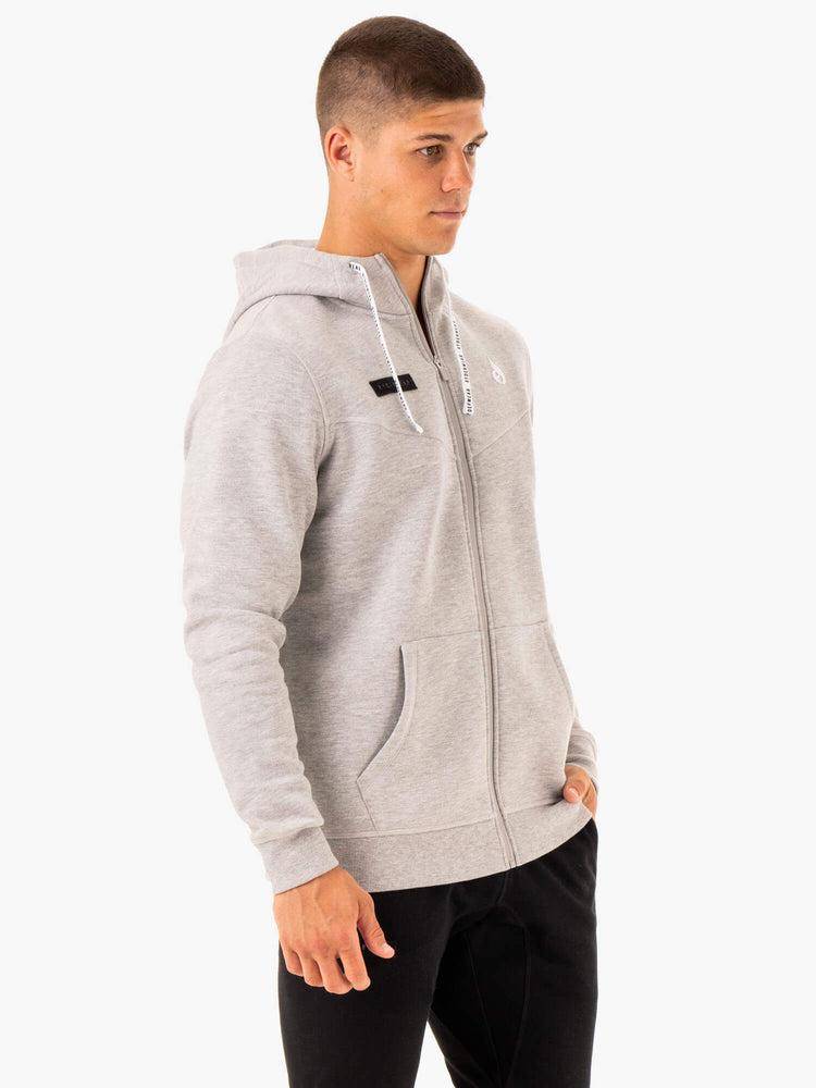 Grey Marl Ryderwear Men Jackets Recharge Zip Up Hoodie Men's Jackets | AU1446LH