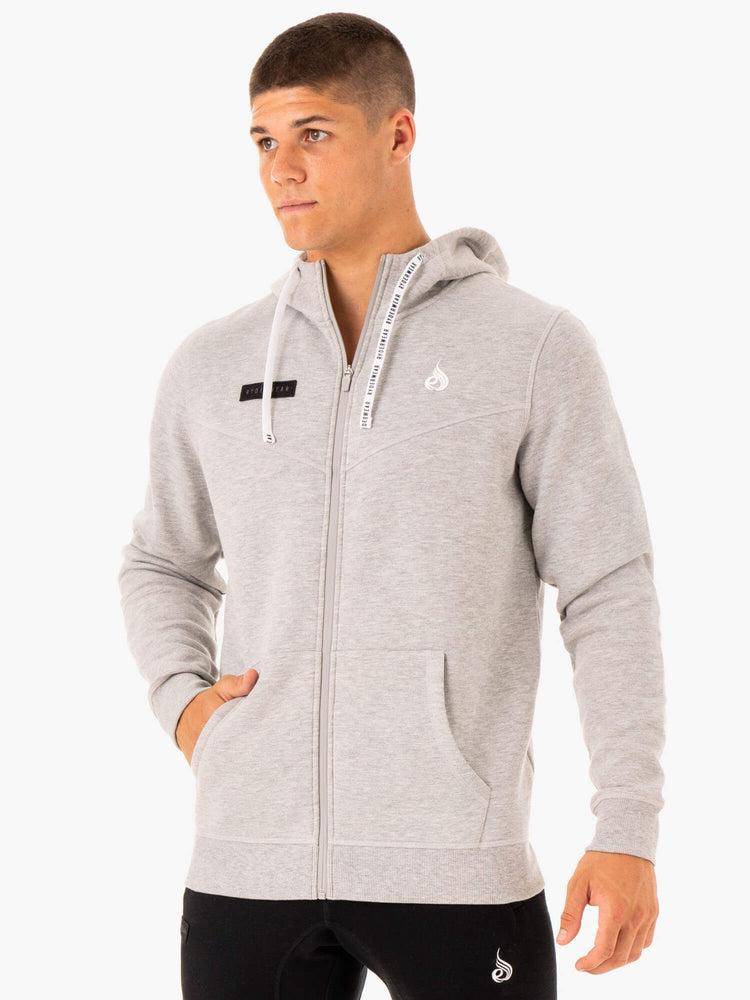 Grey Marl Ryderwear Men Jackets Recharge Zip Up Hoodie Men\'s Jackets | AU1446LH