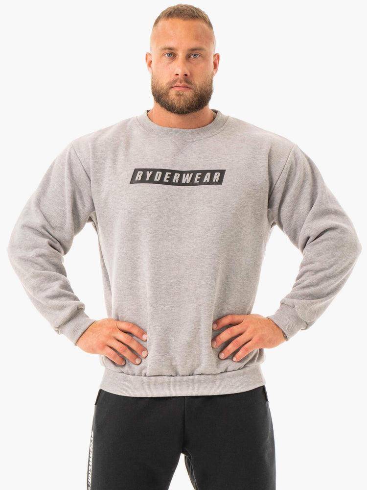 Grey Marl Ryderwear Men Sweaters Force Pullover Men\'s Sweaters | AU1319CE