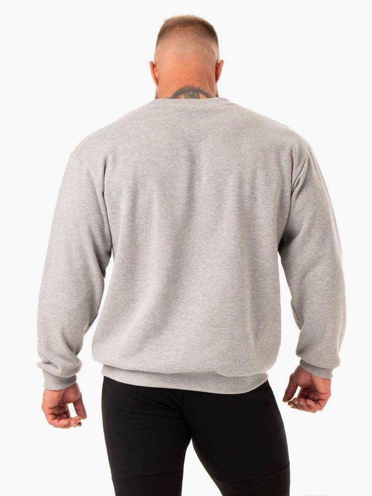 Grey Marl Ryderwear Men Sweaters Reset Fleece Crew Neck Men's Sweaters | AU1332OR