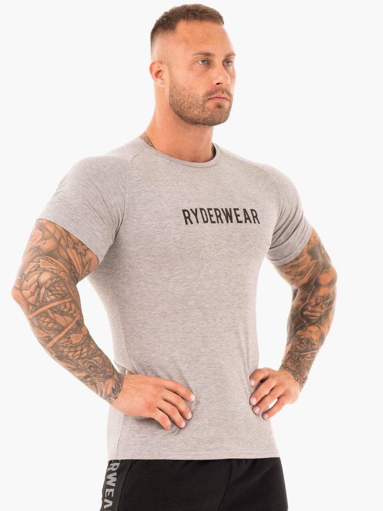 Grey Marl Ryderwear Men T Shirts Active Men's T Shirts | AU1193MA