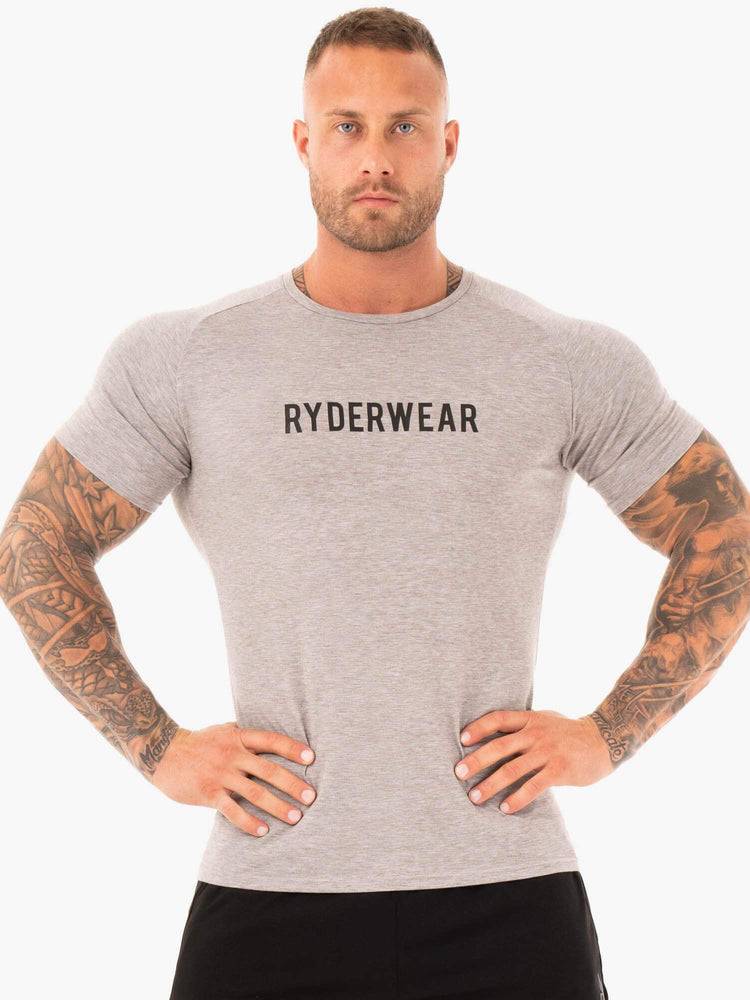 Grey Marl Ryderwear Men T Shirts Active Men\'s T Shirts | AU1193MA