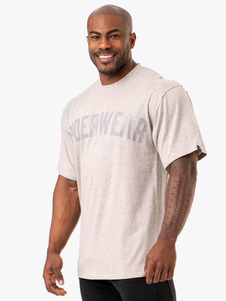 Grey Marl Ryderwear Men T Shirts Force Oversized Men's T Shirts | AU1232DN