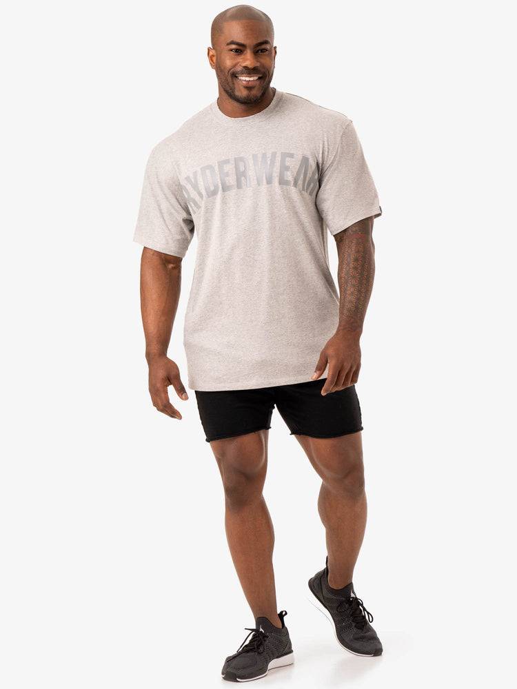 Grey Marl Ryderwear Men T Shirts Force Oversized Men's T Shirts | AU1232DN