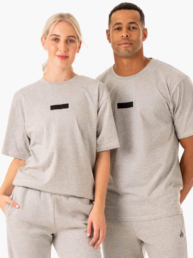 Grey Marl Ryderwear Men T Shirts Unisex Oversized Men's T Shirts | AU1298QZ