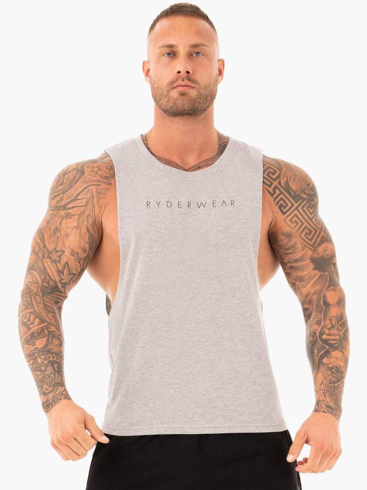 Grey Marl Ryderwear Men Tanks Active Cotton Baller Tank Men\'s Tanks | AU1059CE