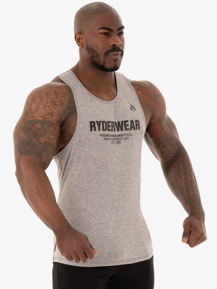 Grey Marl Ryderwear Men Tanks Focus Baller Tank Men's Tanks | AU1103FM