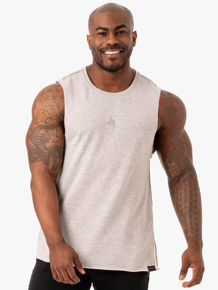 Grey Marl Ryderwear Men Tanks Force Fleece Tank Men\'s Tanks | AU1117WY