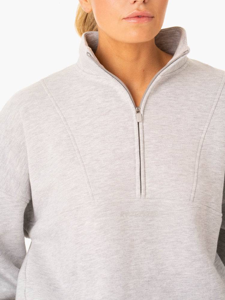 Grey Marl Ryderwear Women Hoodie Sideline Half Zip Jumper Women's Hoodie | AU1683CE