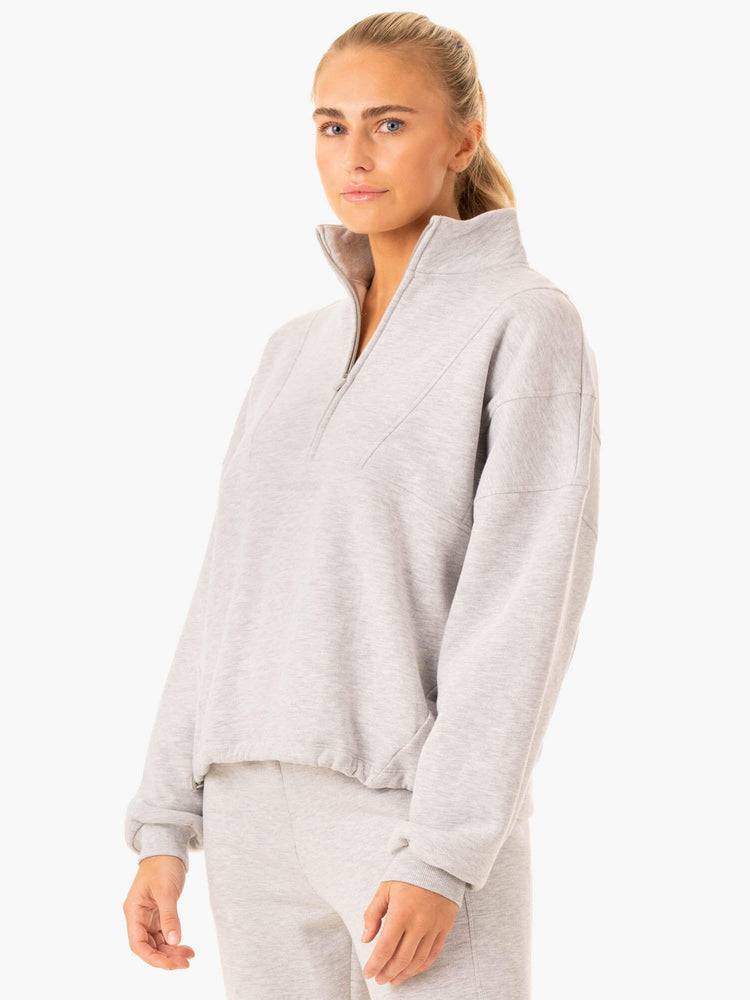 Grey Marl Ryderwear Women Hoodie Sideline Half Zip Jumper Women's Hoodie | AU1683CE