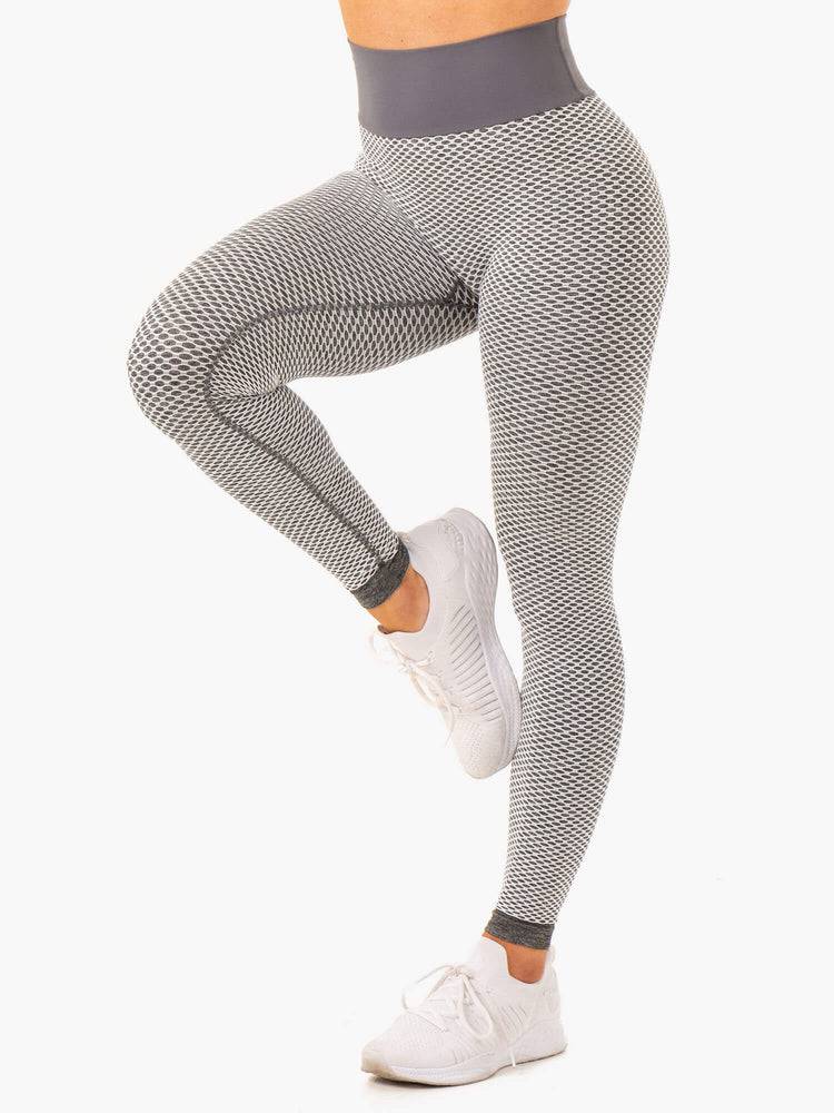 Grey Marl Ryderwear Women Leggings Honeycomb Scrunch Seamless Women's Leggings | AU1897WY