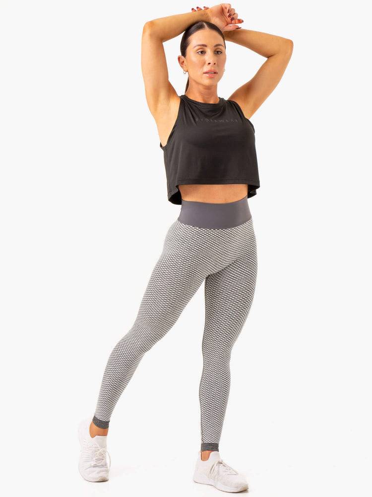 Grey Marl Ryderwear Women Leggings Honeycomb Scrunch Seamless Women's Leggings | AU1897WY