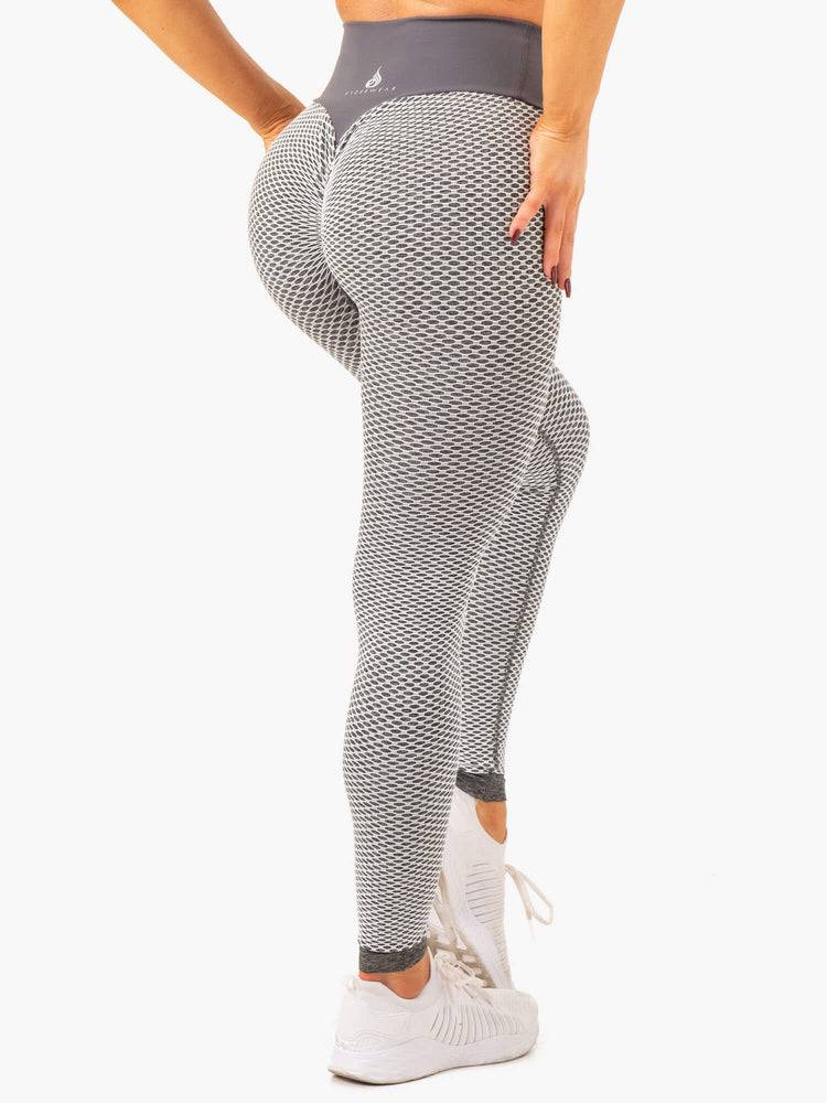 Grey Marl Ryderwear Women Leggings Honeycomb Scrunch Seamless Women\'s Leggings | AU1897WY