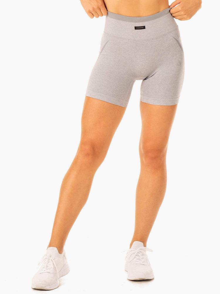 Grey Marl Ryderwear Women Shorts Excel Seamless High Waisted Women's Shorts | AU2131WY