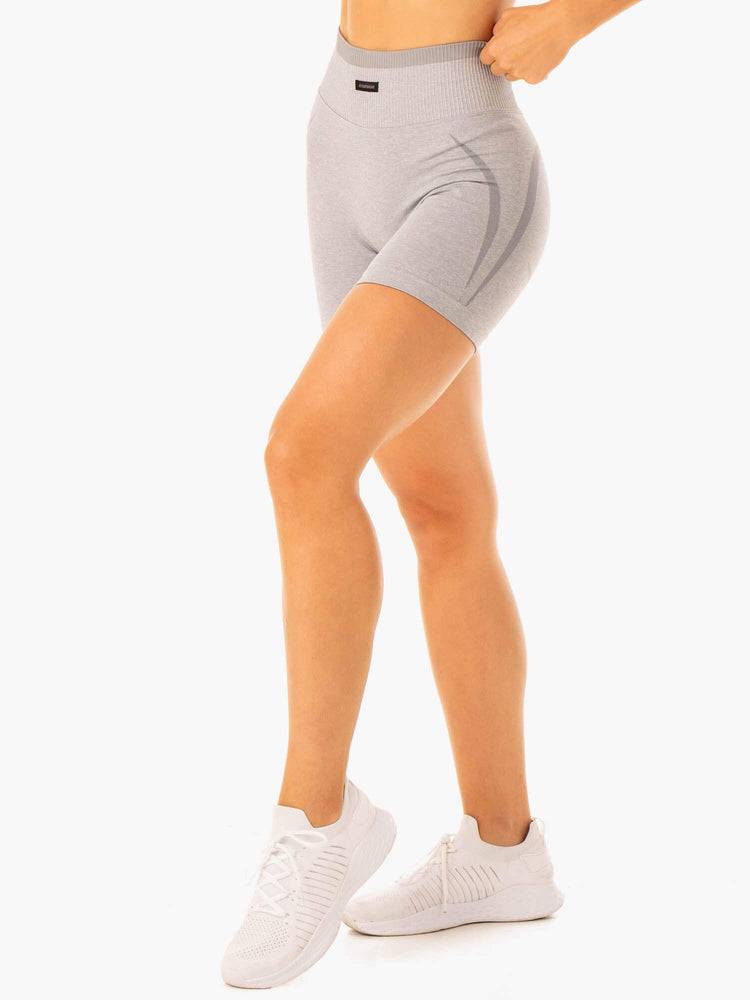 Grey Marl Ryderwear Women Shorts Excel Seamless High Waisted Women's Shorts | AU2131WY