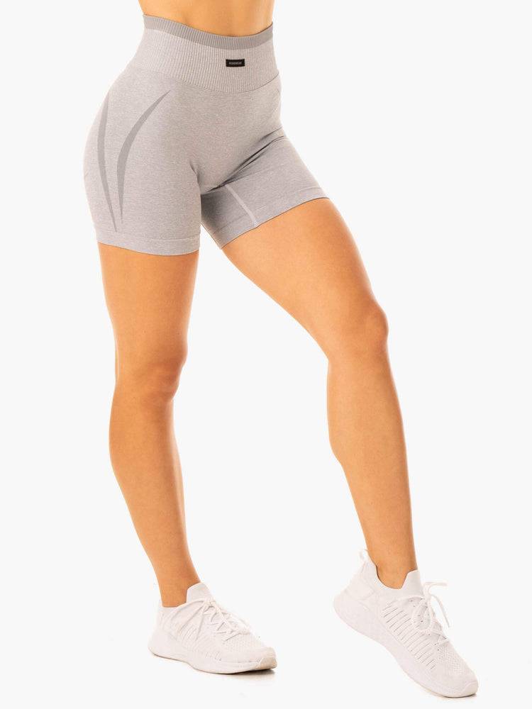 Grey Marl Ryderwear Women Shorts Excel Seamless High Waisted Women's Shorts | AU2131WY