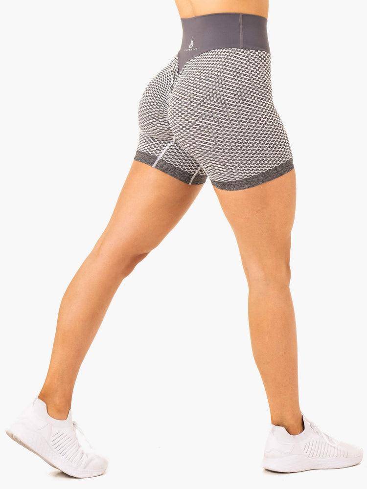 Grey Marl Ryderwear Women Shorts Honeycomb Scrunch Seamless Women's Shorts | AU2123ZG