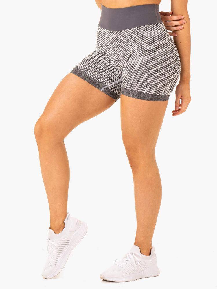 Grey Marl Ryderwear Women Shorts Honeycomb Scrunch Seamless Women's Shorts | AU2123ZG