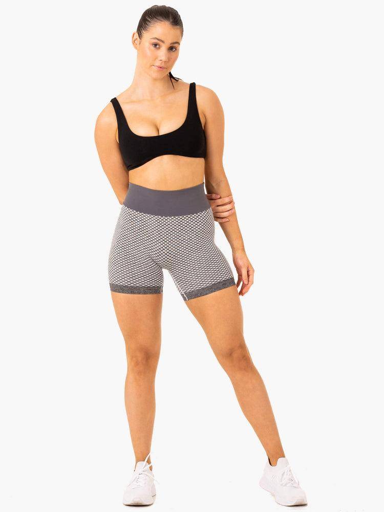 Grey Marl Ryderwear Women Shorts Honeycomb Scrunch Seamless Women's Shorts | AU2123ZG