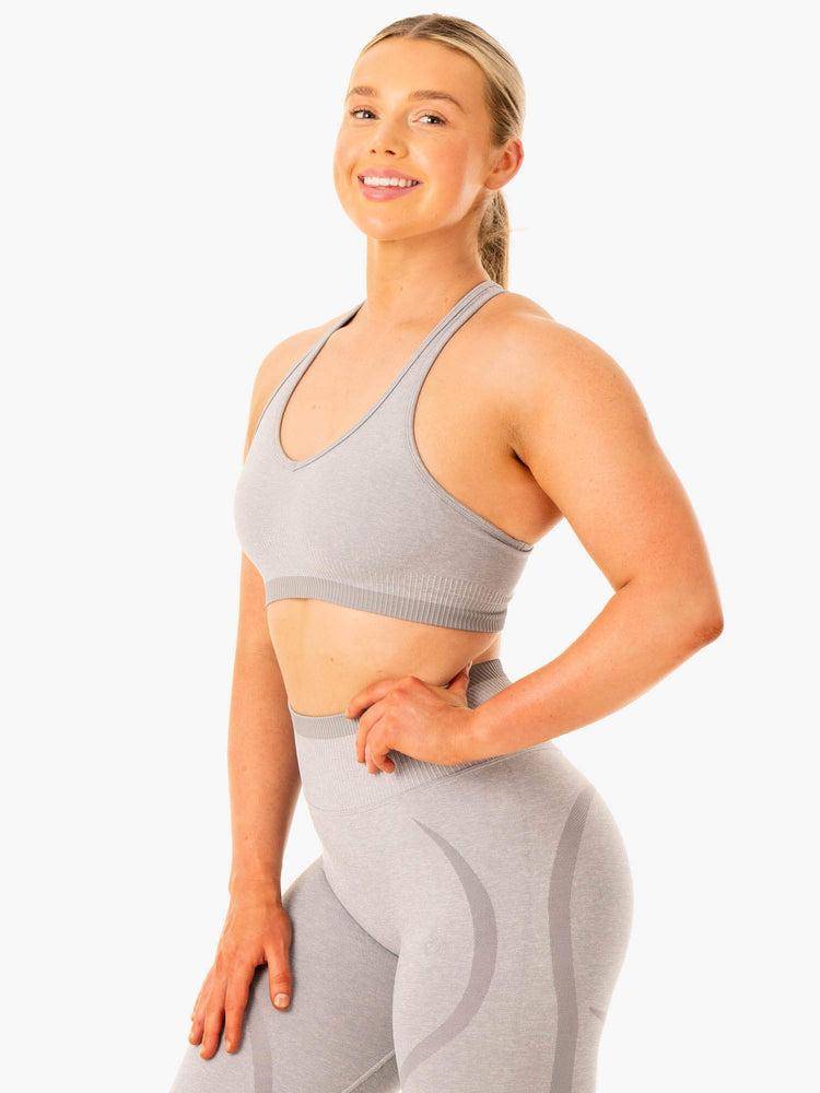 Grey Marl Ryderwear Women Sports Bra Excel Seamless Women's Sports Bra | AU2243PQ