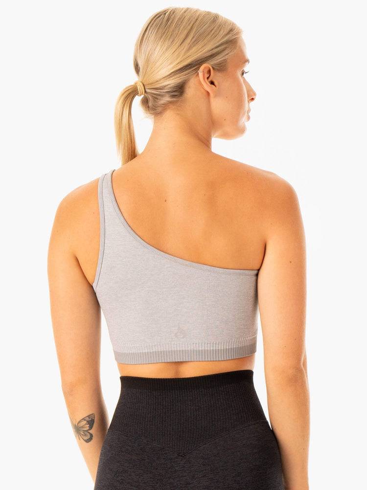 Grey Marl Ryderwear Women Sports Bra Excel Seamless One Shoulder Women's Sports Bra | AU2304LH