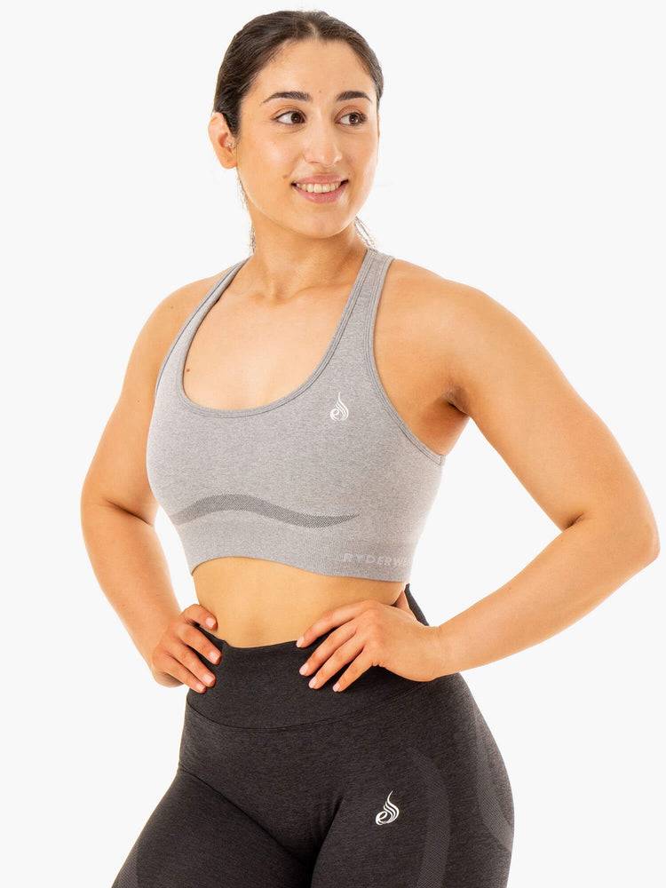 Grey Marl Ryderwear Women Sports Bra Sculpt Seamless Racer Back Women's Sports Bra | AU2252LH