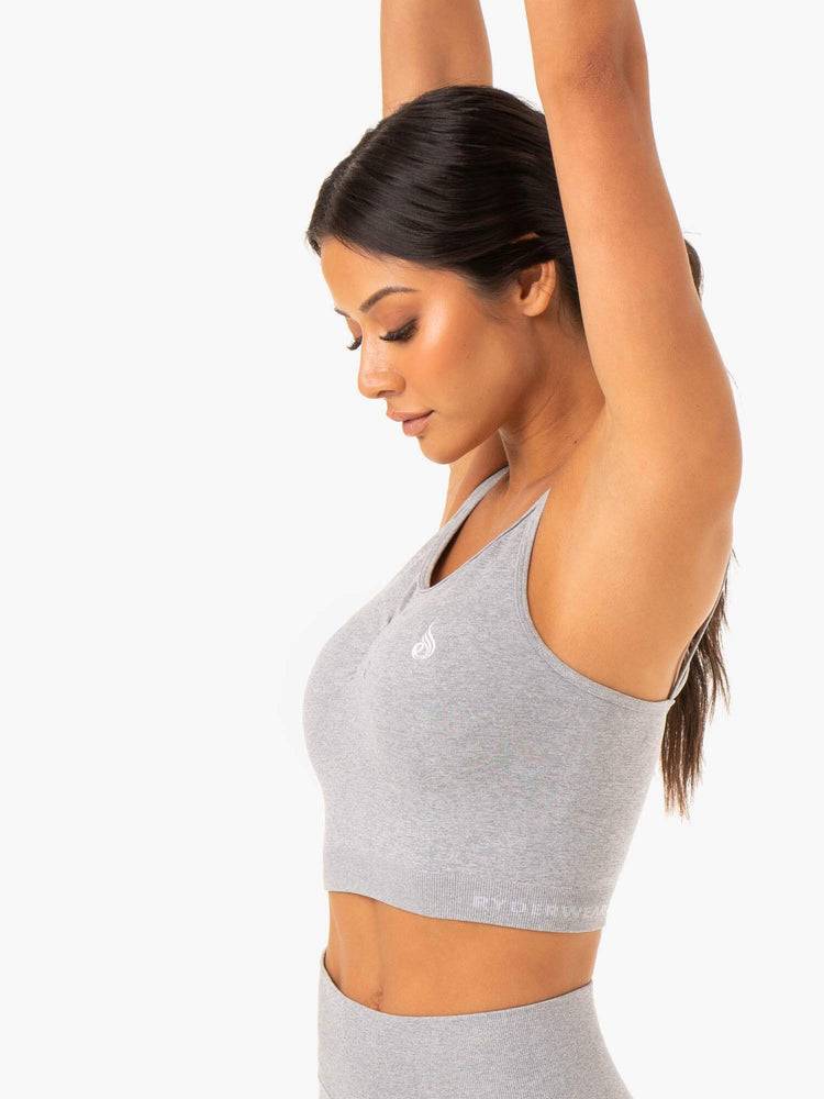 Grey Marl Ryderwear Women Sports Bra Sculpt Seamless Tank Women's Sports Bra | AU2425TV