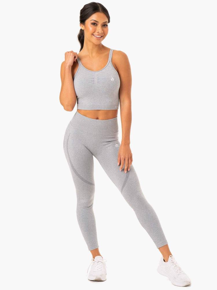 Grey Marl Ryderwear Women Sports Bra Sculpt Seamless Tank Women's Sports Bra | AU2425TV