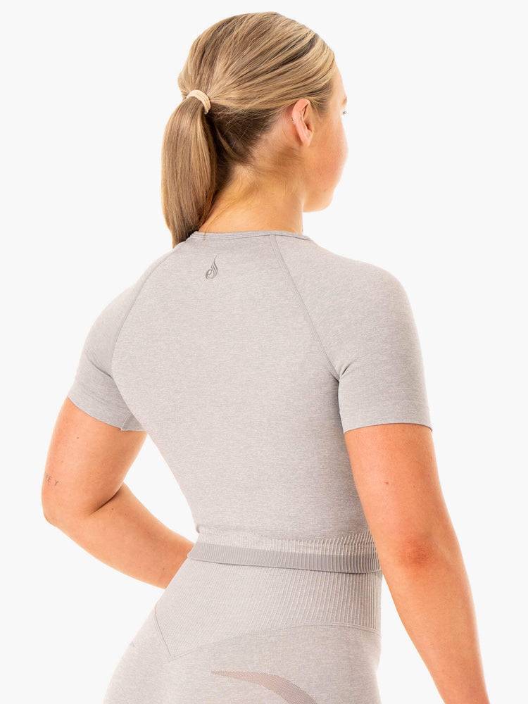 Grey Marl Ryderwear Women T Shirts Excel Seamless Women's T Shirts | AU2753QZ