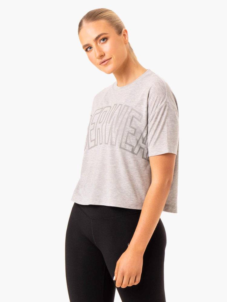 Grey Marl Ryderwear Women T Shirts Replay Boxy Tee Women's T Shirts | AU2719OR