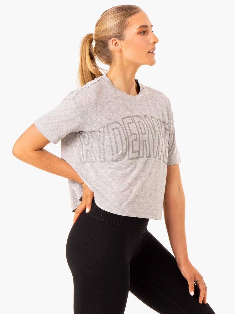 Grey Marl Ryderwear Women T Shirts Replay Boxy Tee Women's T Shirts | AU2719OR