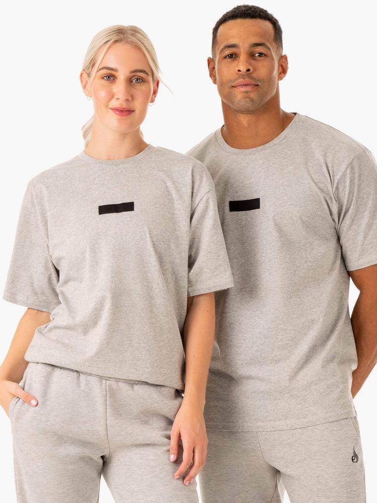 Grey Marl Ryderwear Women T Shirts Unisex Oversized Women's T Shirts | AU2734ZG