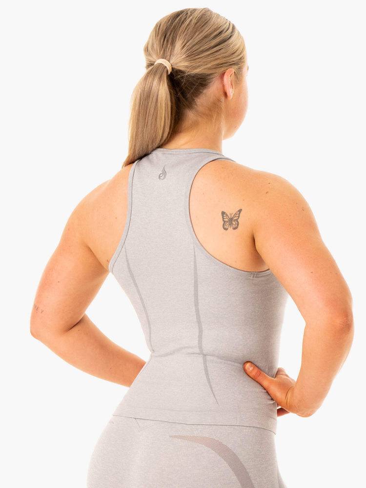 Grey Marl Ryderwear Women Tanks Excel Seamless Mid Length Women's Tanks | AU2843OR