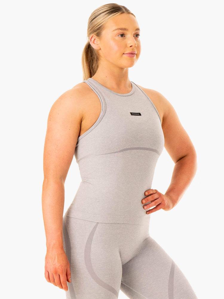 Grey Marl Ryderwear Women Tanks Excel Seamless Mid Length Women's Tanks | AU2843OR