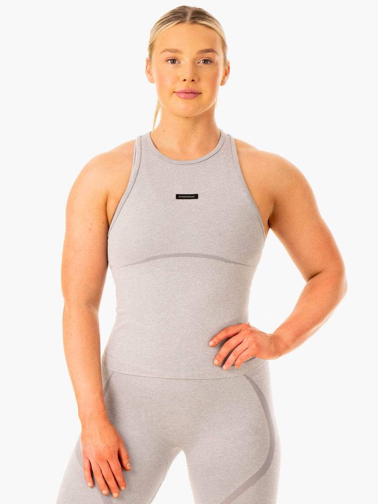 Grey Marl Ryderwear Women Tanks Excel Seamless Mid Length Women\'s Tanks | AU2843OR