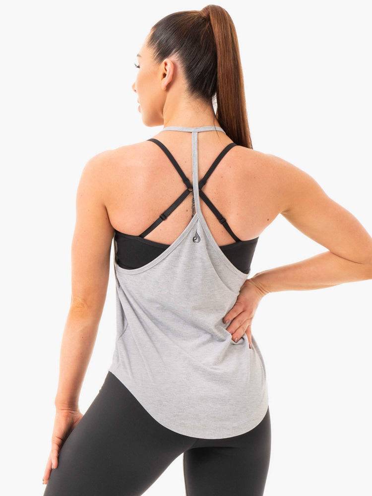 Grey Marl Ryderwear Women Tanks Luxe T-Back Women's Tanks | AU2951HK