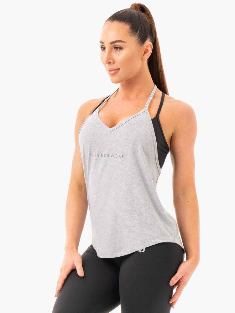 Grey Marl Ryderwear Women Tanks Luxe T-Back Women's Tanks | AU2951HK