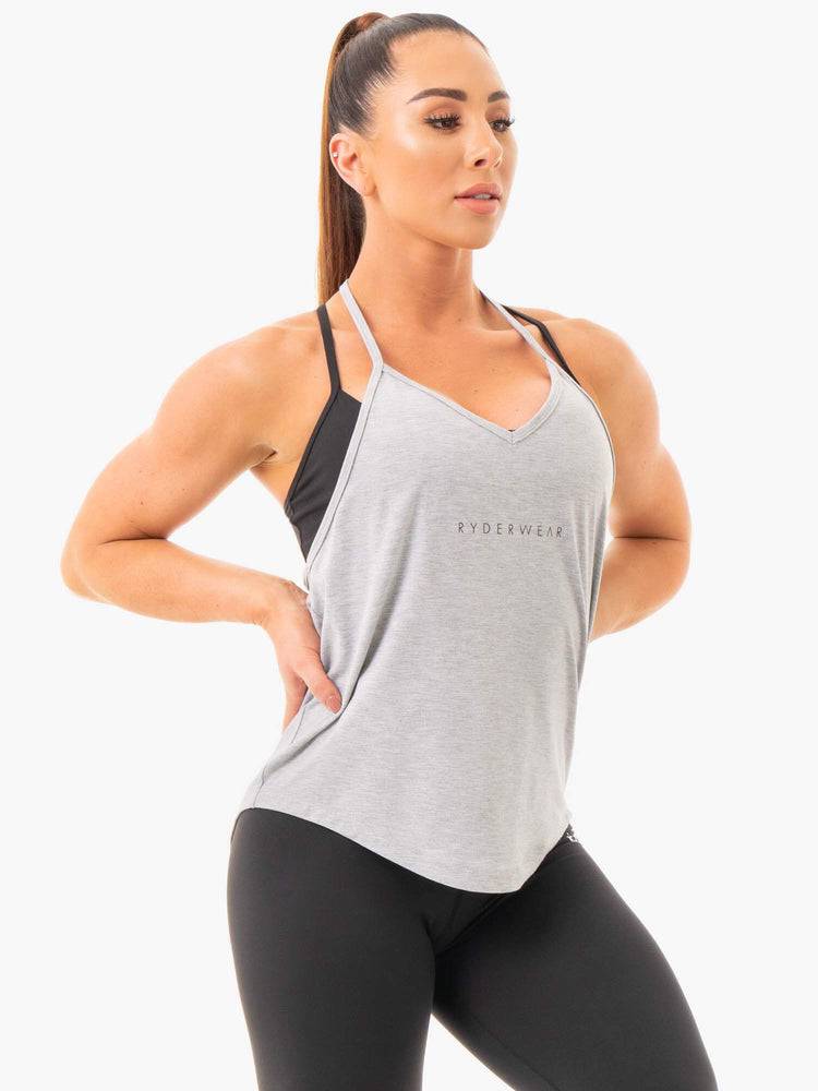 Grey Marl Ryderwear Women Tanks Luxe T-Back Women's Tanks | AU2951HK