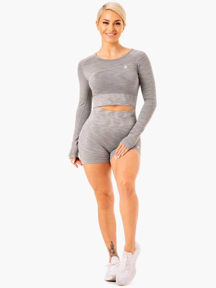 Grey Ryderwear Women Shorts Evolve Seamless High Waisted Women's Shorts | AU2011SO