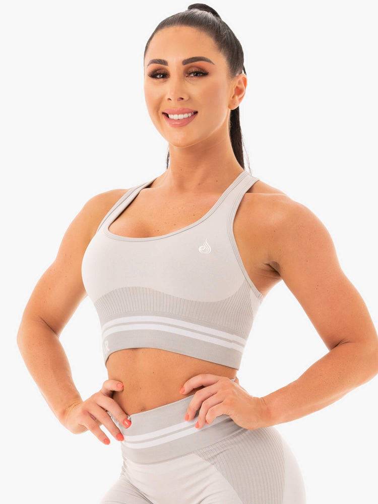 Grey Ryderwear Women Sports Bra Freestyle Seamless Longline Women's Sports Bra | AU2548SO