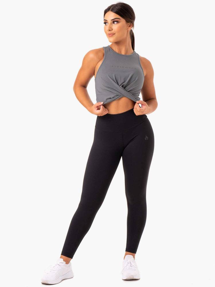 Grey Ryderwear Women Tanks Adapt Twist Cropped Women's Tanks | AU2979GL