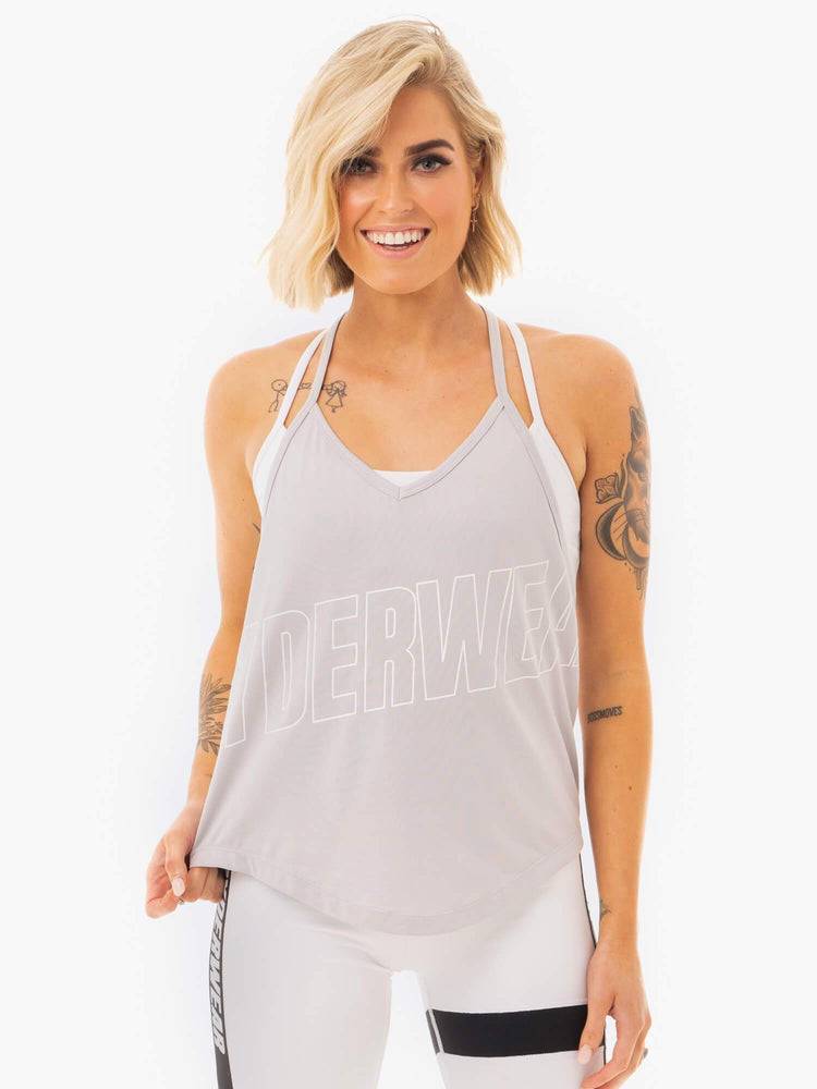 Grey Ryderwear Women Tanks Courtside Slinky T-Back Women's Tanks | AU3021JJ